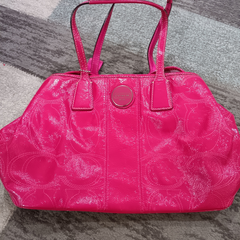 Coach Pink F15658 Patent Leather Never Full Carryall Women's Bag
